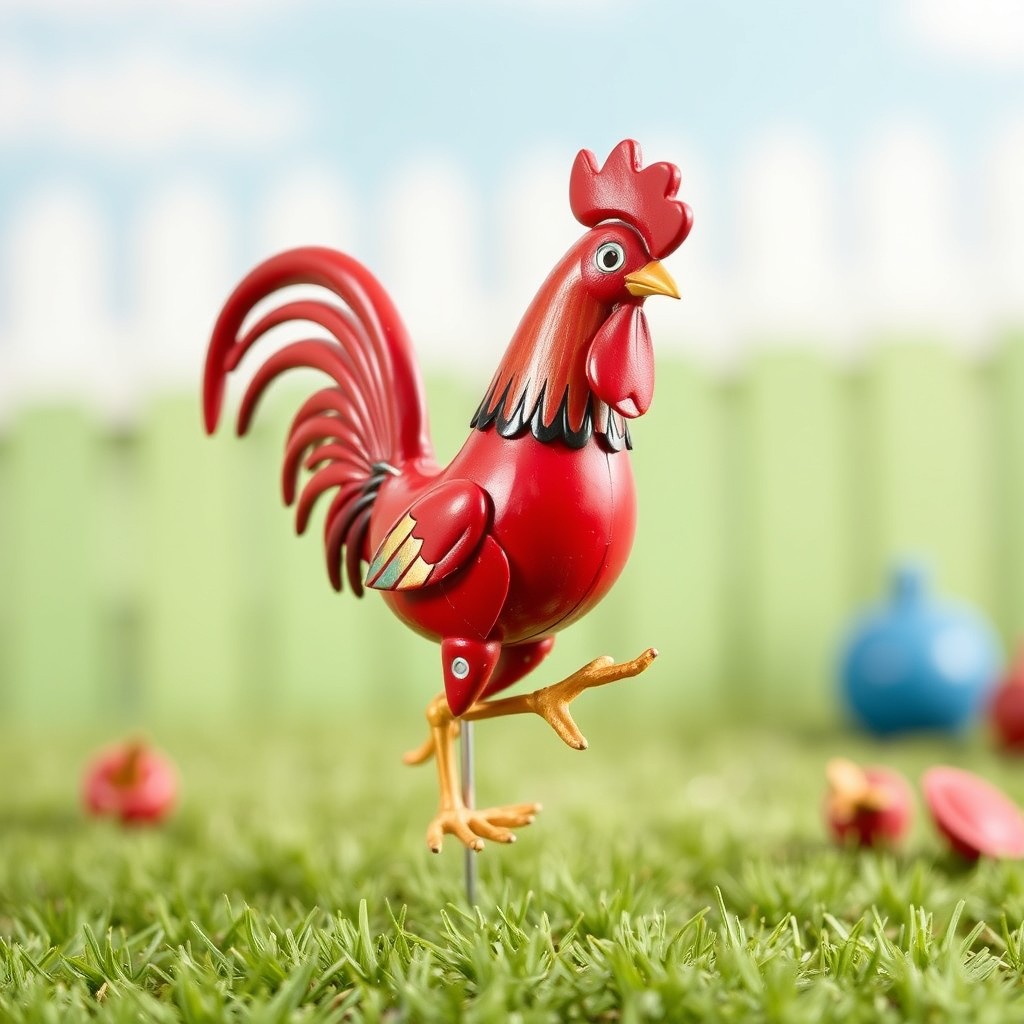 Close-up of cam and spring barrel in a dancing rooster toy